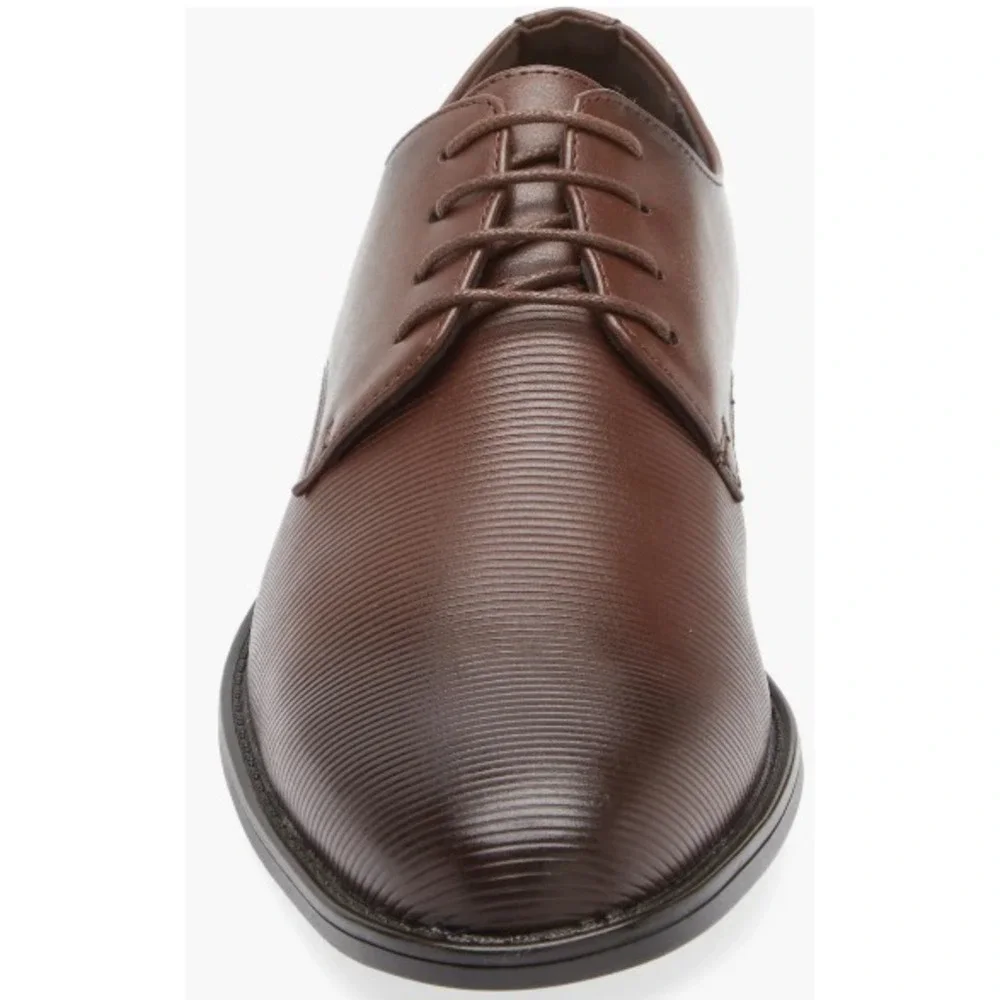 NIB Geoffrey Beene Ribbed Derby Dress Shoes Mens 9.5 Brown Lace Up Formal